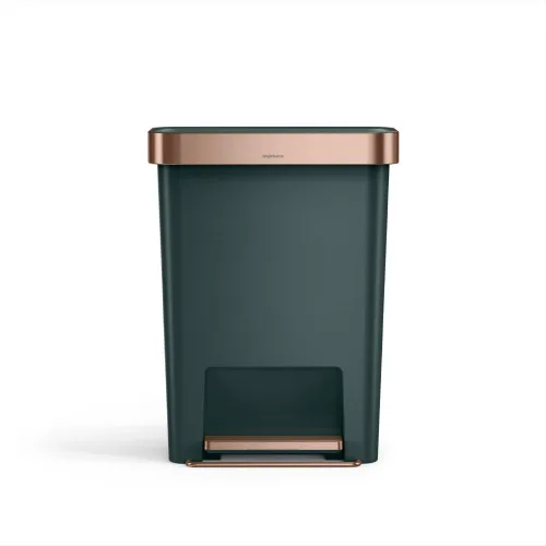 Miniatura 9 de Simplehuman Bote de basura con pedal híbrido, de 45 litros / 12 galones, rectangular para cocina, con base ancha y estable con pedal de acero