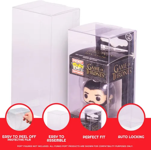 Miniatura 3 de EVORETRO Funko - Estuche protector de plástico para llavero Funko Pocket Pop de tamaño estándar, paquete de 10 unidades, grueso, transparente, caja