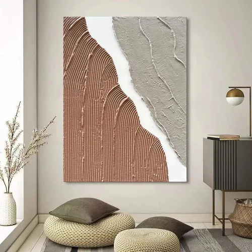 Miniatura 4 de Limiyer Arte pintado a mano moderno arte abstracto pintura al óleo blanco y marrón textura gruesa lienzo arte pintura al óleo sala de estar