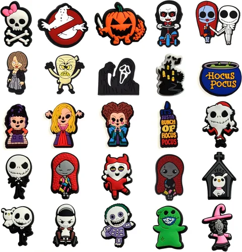 Miniatura 3 de hunanzhongyi Lote de 50 dijes para zapatos de película de terror dijes para zapatos de Halloween para adolescentes niños niñas hombres y mujeres