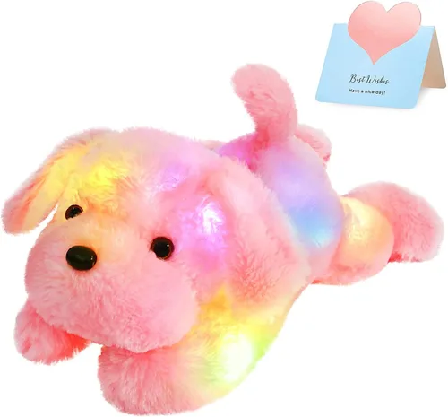 Miniatura 9 de WEWILL Cachorro azul iluminado de 10 pulgadas con luz LED con luz nocturna colorida, juguete de peluche suave, regalo para niños en Navidad