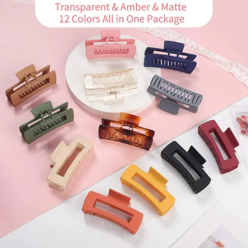 Miniatura 2 de Sisiaipu Accesorios para el cabello grandes de 4.1 pulgadas, 12 pinzas cuadradas grandes para cabello grueso, clips a granel jumbo para mujeres