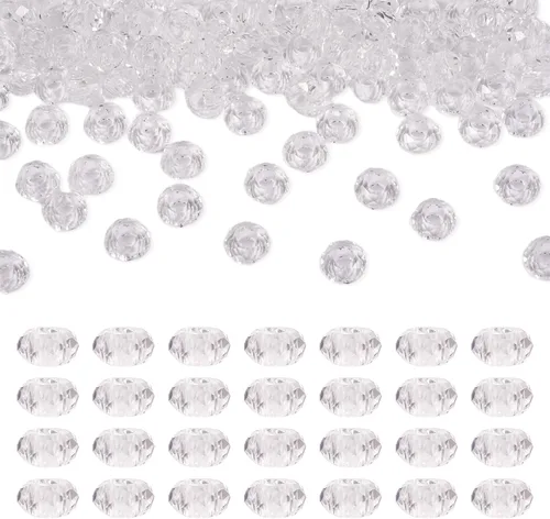 Miniatura 13 de Cheriswelry 90 cuentas europeas de cristal en forma de dona, cuentas transparentes con agujeros grandes, abalorios de cristal de 25/64 pulgadas 9