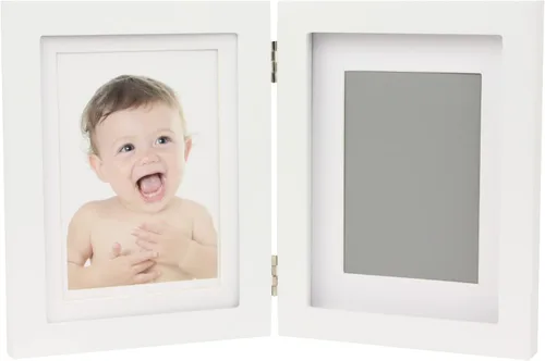 Miniatura 8 de Kit de manos y huellas de bebé, marco blanco, 2 fotos, marco de fotos para bebés y recuerdo de registro, kit de fundición personalizado para recién