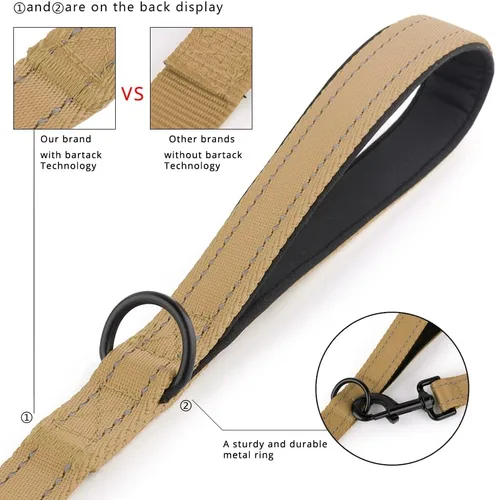 Miniatura 2 de Correa de perro de doble asa Plutus Pet de 6 pies, resistente, reflectante, correa de perro de doble asa para seguridad y entrenamiento, para perros
