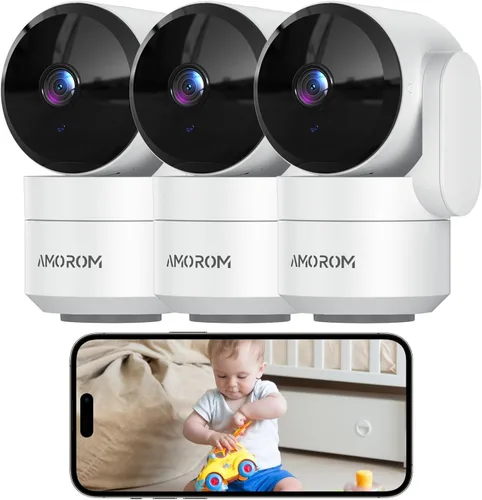 Cámara AMOROM para mascotas 360° Cámaras de seguridad para el hogar (paquete de 3)