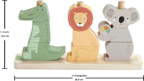 Miniatura 6 de Fisher-Price Juguete de madera para bebés, apilar y clasificar animales, 10 piezas de madera para juegos de desarrollo para bebés y niños pequeños a
