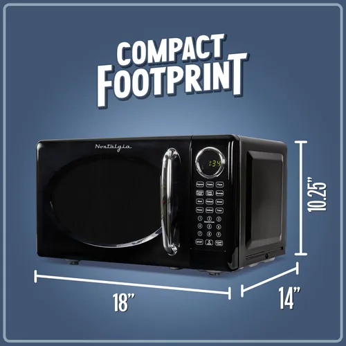Miniatura 5 de Nostalgia Horno microondas retro de 0.7 pies cúbicos, tamaño de encimera de 700 vatios con tocadiscos de vidrio, bloqueo de seguridad para niños, 8