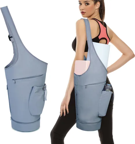 Bolsa para esterilla de yoga sportsnew, bolsa de transporte larga con abertura grande, con bolsillo impermeable para artículos mojados y bolsillo