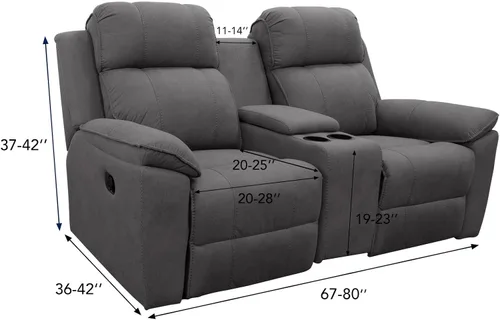 Miniatura 3 de Easy-Going - Funda elástica para sofá reclinable biplaza con consola central, cubierta suave de vellón ajustada, 2 asientos, con soporte y Negro