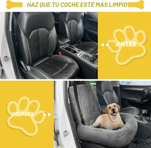 Miniatura 4 de Asiento de automóvil para perros pequeños y medianos, desmontable lavable, asiento elevador de seguridad para mascotas, cómodo, ultra suave y Gris