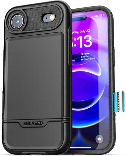 Miniatura 22 de ENCASED Funda a prueba de golpes compatible con iPhone 14, funda ultra protectora resistente para teléfono, serie Rebel (negro)