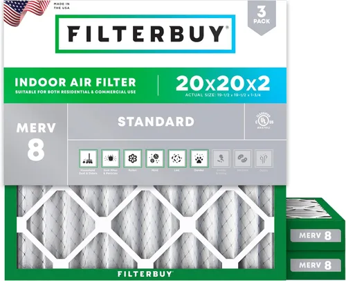 Miniatura 29 de Filterbuy - Filtro de aire MERV 8 de 21x22x1 de defensa esencial contra el polvo y las alergias (paquete de 3), filtros plisados electrostáticos