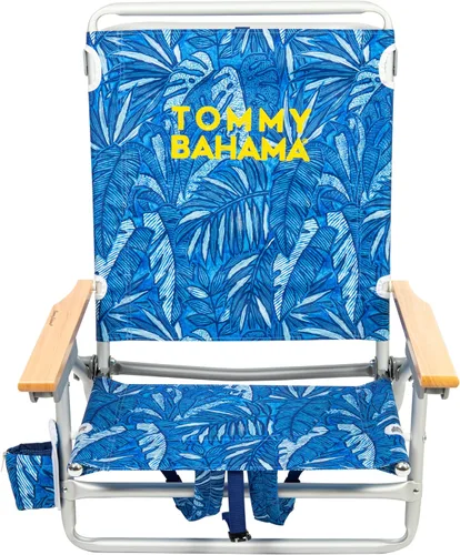 Miniatura 2 de Tommy Bahama - Silla de playa plegable con 5 posiciones, diseño clásico y plano con mochila, enfriador y portavasos, silla de playa portátil