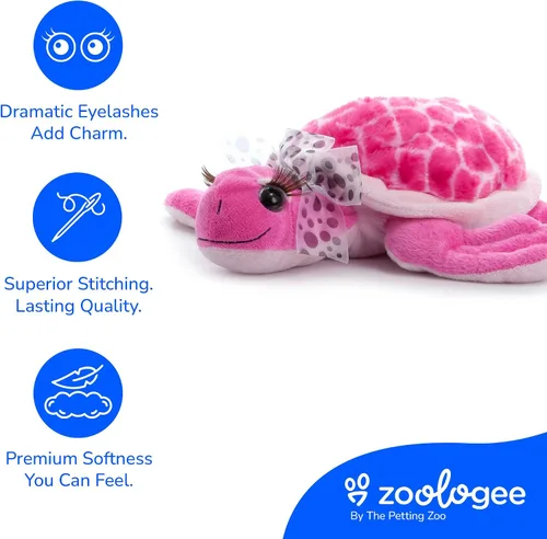 Miniatura 7 de The Petting Zoo, Lash'z - Peluche de tortuga marina rosa, regalos para niñas, juguete de peluche de 12 pulgadas