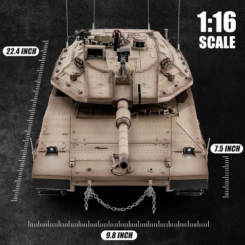 Miniatura 6 de BESTYMXY Tanque RC HengLong IDF MERKAVA MKIV, tanque de batalla principal Merkava 1:16 modelo MK4, vehículos de control remoto de 2.4 GHz con sonido