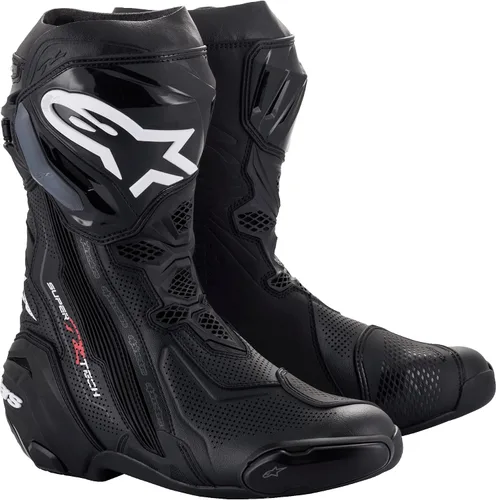 Alpinestars Supertech R - Botas de motocicleta de carreras ventiladas, certificadas CE, ligeras, ventilación y agarre avanzados Negro