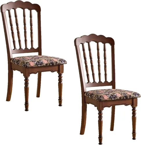 Miniatura 9 de Wooden Dining Chairs Set of 4 Upholstered Kitchen Chair with Slatted Backrest, Classic Armless Dining Chair for Restaurants/Kitchens(Leather Cushion