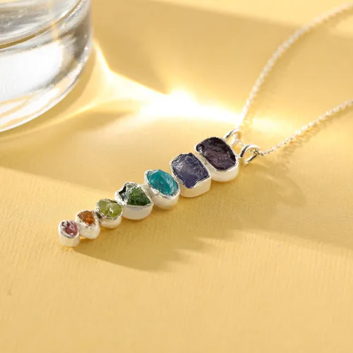 Miniatura 3 de YoTreasure 925 Sterling Silver Natural Healing Crystal Point Chain Pendant Necklace