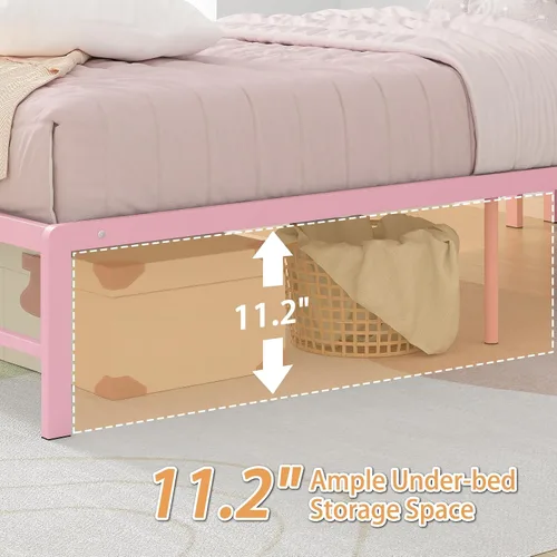 Miniatura 7 de Weehom Estructuras de Cama Individual con Estantes de Almacenamiento de Madera de 2 Niveles en el Cabecero, Cama Tamaño Individual con Estaciones