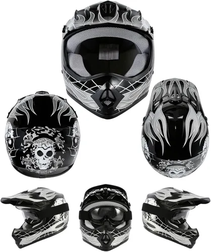 Miniatura 10 de TCT-MOTORPARTS DOT - Casco de motocross para niños y jóvenes, casco de cara completa para motocross, ATV, todoterreno, casco de cuatro ruedas, Negro