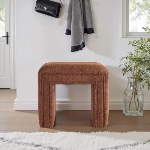Miniatura 6 de Get Set Style Silla Taburete de Tocador, Otomán Moderno de Boucle Reposapiés con Patas de Madera Banco de Sofá Reposapiés Asiento Adicional