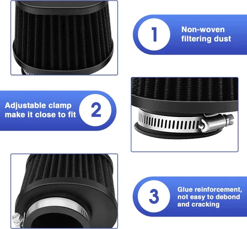Miniatura 4 de 2 piezas de filtro de aire universal de 38 mm para motocicleta, filtro de motor de repuesto de alto rendimiento, filtros de aire para limpiador