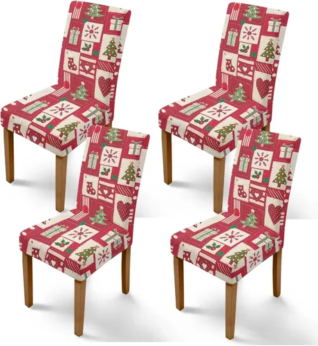 Miniatura 35 de Rnyleeg Fundas de silla de Navidad para sala de estar, diseño de muñeco de nieve azul, estampado de pájaros, fundas para sillas de comedor, 1