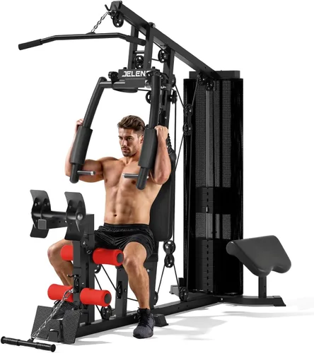 JELENS Gimnasio en casa, equipo multifuncional H11 de gimnasio en casa, estación de entrenamiento con pila de peso de 150 libras, equipo de