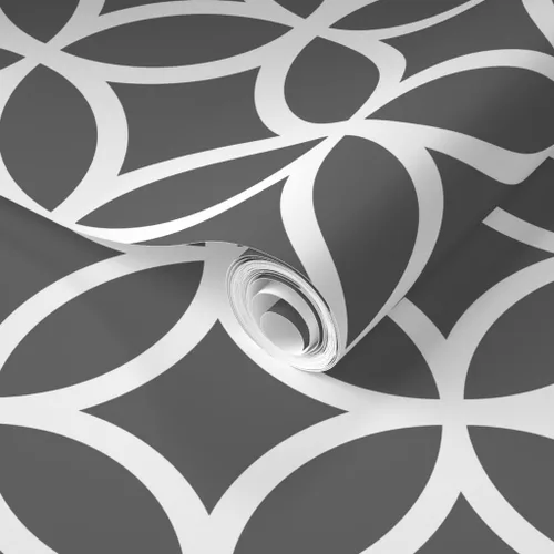 Miniatura 2 de Spoonflower Muestra de papel tapiz extraíble - Gris carbón Diamantes geométricos Círculos blancos Diamante Papel pintado prepegado personalizado