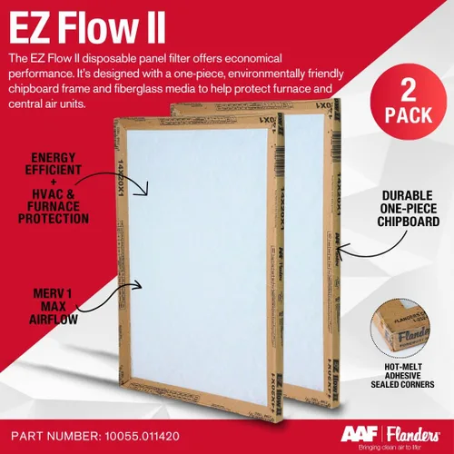 Miniatura 2 de Flanders EZ-Flow II - Filtros de aire MERV 1 de 14 x 20 x 1, filtro de repuesto para horno, HVAC y CA, medios de fibra de vidrio duraderos de alto