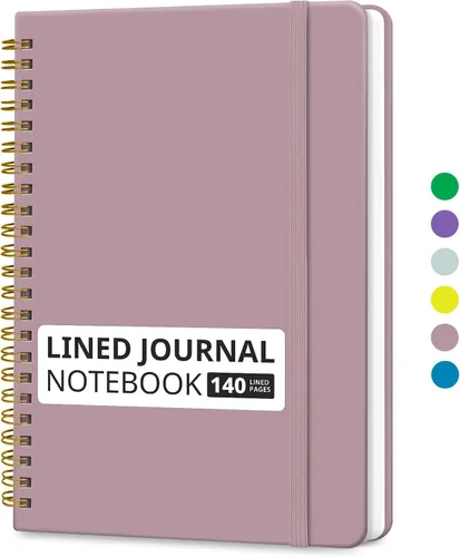 Miniatura 34 de Cuaderno rayado en espiral para mujeres y hombres, 140 páginas, cuaderno de tapa dura con rayas universitarias para trabajo y toma de notas, diarios