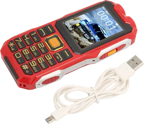 Sxhlseller Teléfono Senior resistente, Botones Grandes, Pantalla de 2.4", Batería 16800mAh, Linterna LED, Altavoz, Dual SIM, Uso al aire libre, Rojo