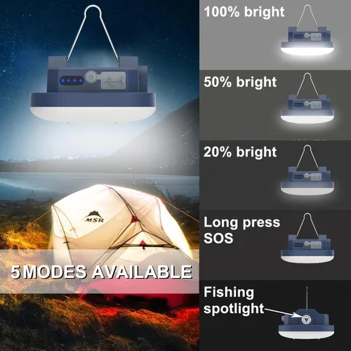 Miniatura 3 de Luces LED de campamento de 4 pulgadas recargables de 1500 lúmenes, 10000 mAh, hasta 120 horas de funcionamiento, 4 modos de luz, IP54 resistente al