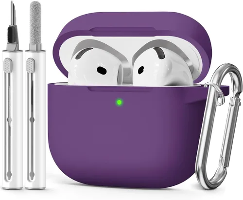 Miniatura 36 de Funda para AirPods 4 2024, viene con kit de limpieza, funda protectora de silicona suave para fundas Apple AirPods de 4ª generación con llavero