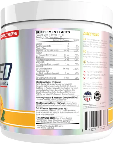 Miniatura 8 de EHP Labs OxyShred Polvo de Pre Entrenamiento - Polvo de preentrenamiento con L glutamina y acetil L carnitina, bebida de refuerzo de energía
