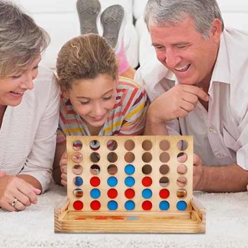 Miniatura 9 de Glintoper Set de Juego de Mesa Shut The Box y 4 en fila, Juego Clásico de Dados de Madera con Números y Alinea 4 para Niños y Familia, Decoración