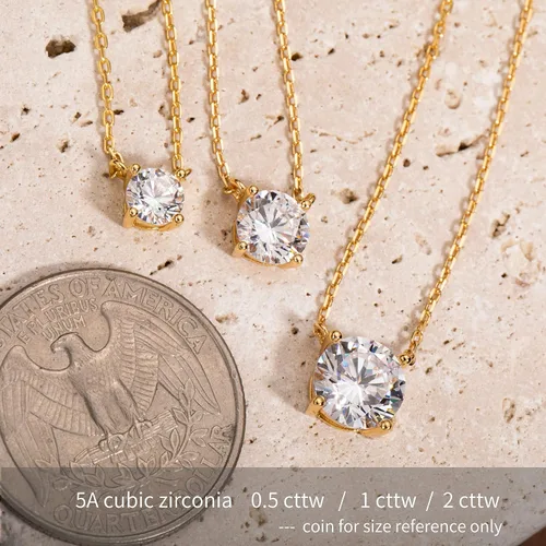 Miniatura 2 de S.Leaf - Collar con colgante de plata de ley con circonia cúbica y solitario, para mujer