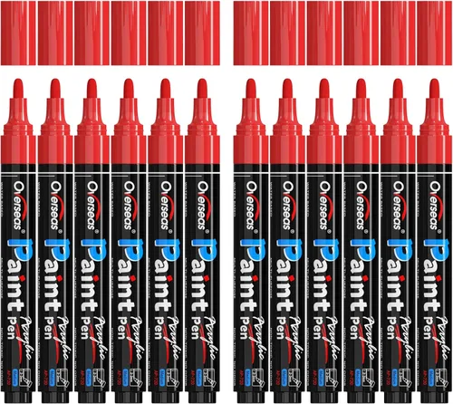 Miniatura 9 de Overseas Bolígrafos de pintura dorada, marcadores permanentes de pintura acrílica, paquete de 12 unidades, a base de agua, secado rápido, marcadores