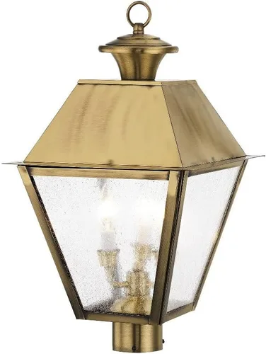 Miniatura 5 de Livex Lighting 2169-04 Mansfield - Cabezal de poste para exteriores con 3 luces, color negro
