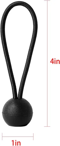 Miniatura 2 de Paquete de 16 cuerdas elásticas de bolas elásticas, color negro, resistentes, de 4 pulgadas, correas elásticas de lona, resistentes a la intemperie