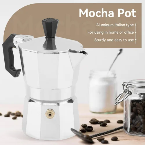 Miniatura 2 de Agatige Cafetera Moka de 1 taza de 1.7 fl oz, cafetera de aluminio para estufa, cafetera de café percolador para el hogar, camping, oficina, café