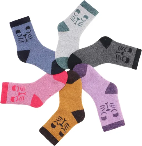 Miniatura 99 de Eocom 6 pares de calcetines de invierno cálidos de lana para niños y niñas
