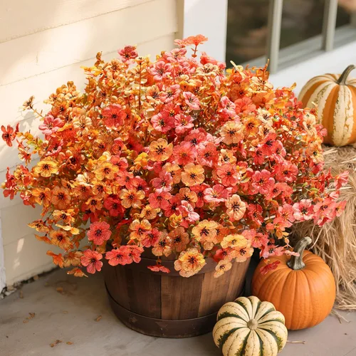 Miniatura 9 de florisso Plantas Artificiales Falsas Flores para Decoración Exterior, 12 Paquetes Margarita de Seda Sintética con Aspecto Real Resistente a UV