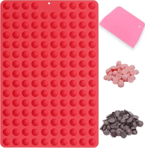 Mini moldes redondos de silicona, 148 cavidades, molde de caramelo de chocolate semiesférico para hornear y congelar chispas de chocolate, Redonda