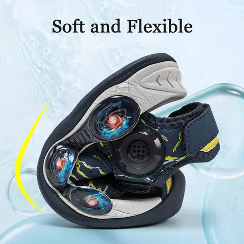 Miniatura 4 de JMFCHI Sandalias deportivas de verano para niños y niñas, sandalias de punta cerrada para exteriores, zapatos atléticos para agua, sandalias