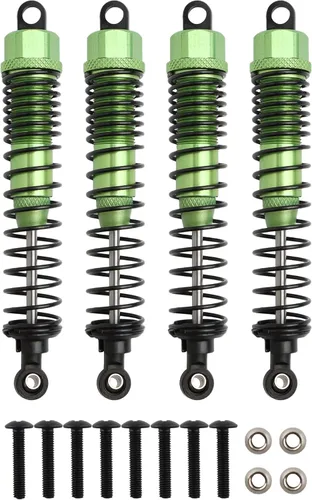 Miniatura 11 de 4 amortiguadores delanteros y traseros, suspensión ajustable de 3.858 in de aluminio para autos RC 1/10 HSP 94166 94106 94107 94155 94170 Buggy Rojo