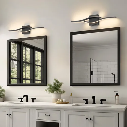 Miniatura 6 de Joossnwell Lámpara de tocador para baño, accesorios de iluminación sobre espejo, negro, regulable, 5CCT, accesorio de iluminación de tocador, luces
