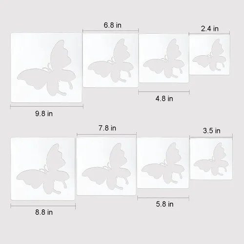Miniatura 6 de Plantillas de mariposas para pintar, 8 plantillas grandes de mariposa, plantillas reutilizables de mariposas, plantillas de pintura de dibujo 8