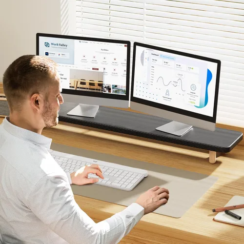 Miniatura 6 de Soporte Dual para Monitor - Elevador de Soporte para Monitor de Madera Grande de 39 Pulgadas, Soporta 220 libras Soporte Ultra Fuerte para 2